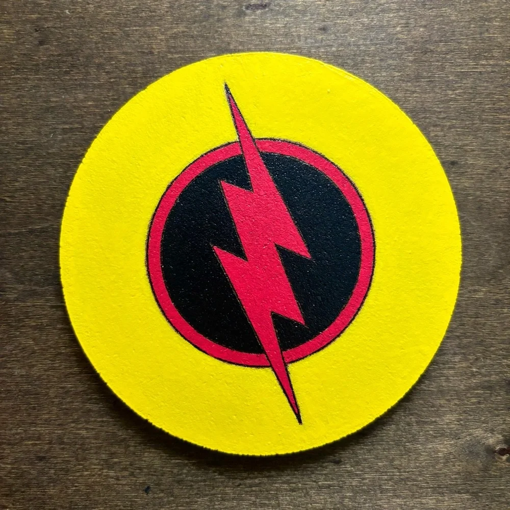 Reverse Flash Logo Laser Engraved Painted Cork Coaster